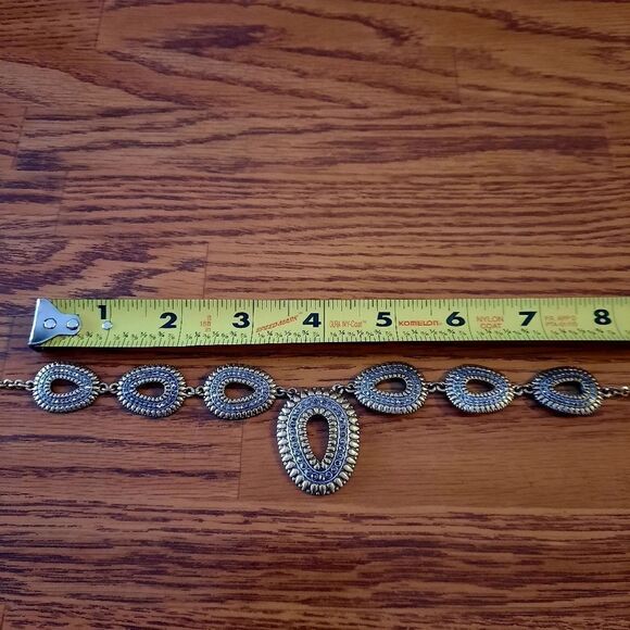 LUCKY BRAND Burnished Gold And Crystal Necklace STATEMENT MAKING - Picture 8 of 9